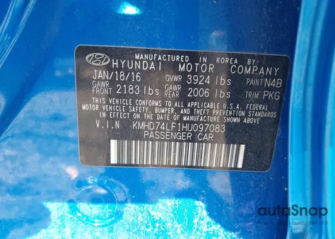 2017 Hyundai Elantra Se from USA, damaged, VIN KMHD74LF1HU097083